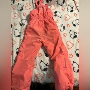 Kids Pink Overall ski pants bib coral